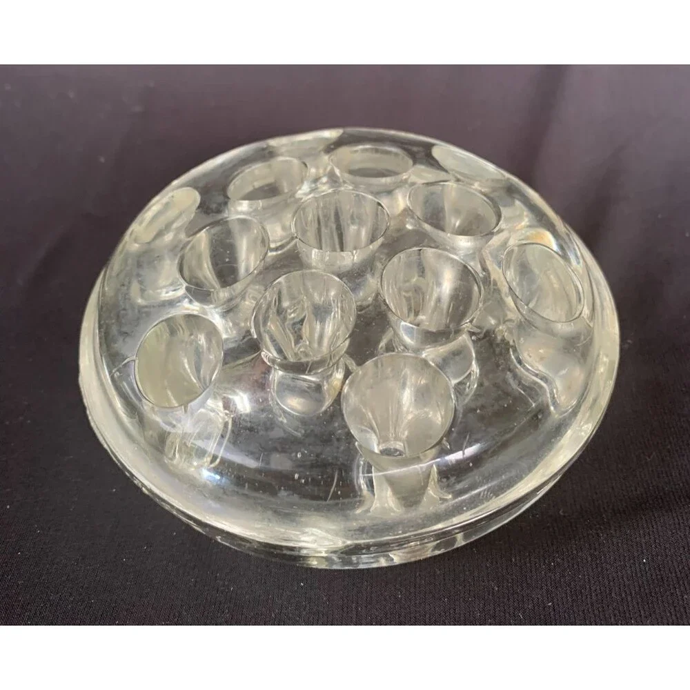 Clear Glass Flower Frog 13 Hole for Floral Arrangements Vases 4.5